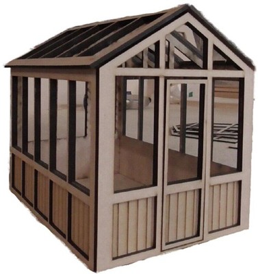 Puppenhaus Gewächshaus Wintergarten Miniatur Laser Cut Garten Bausatz Maßstab 1:12