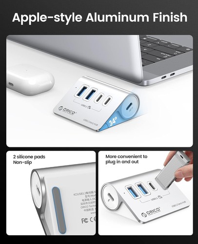 Aluminium USB-C Hub | 10Gbps Geschwindigkeit | 2x USB-A / 2x USB-C - Bild 3 von 7