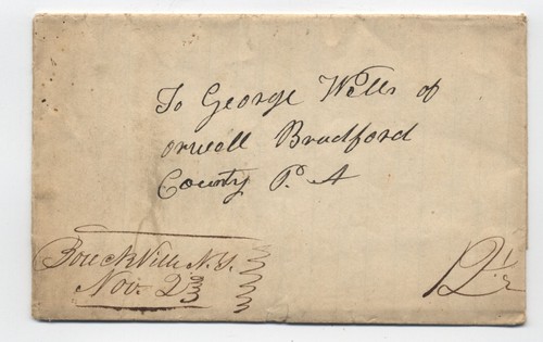 1838 Bouckville NY manuscript stampless folded letter [K.98]