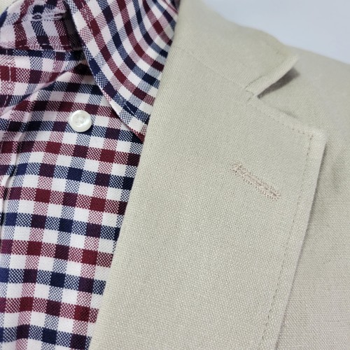 Alan Flusser Herren Sport Mantel Blazer Zwei Knopf Beige Leinen Viskose Größe LARGE - Bild 10 von 16