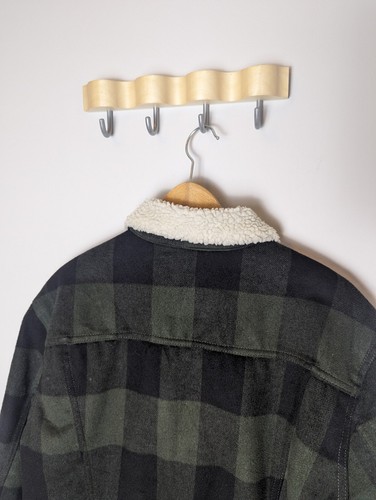 Vintage Levis Jacket Mens Large Green Buffalo Plaid Sherpa Lined Trucker - Picture 18 of 24