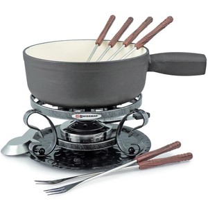Swissmar Lugano Gusseisen Fondue Set - 9 teilig schwarz matt KF-66513 (00569750