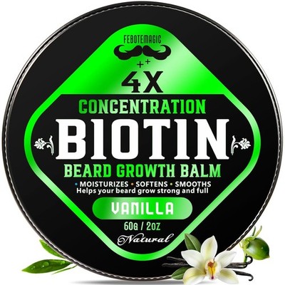 Biotin Beard Growth Balm for Men   Conditioning & Thickening Balm with Castor,