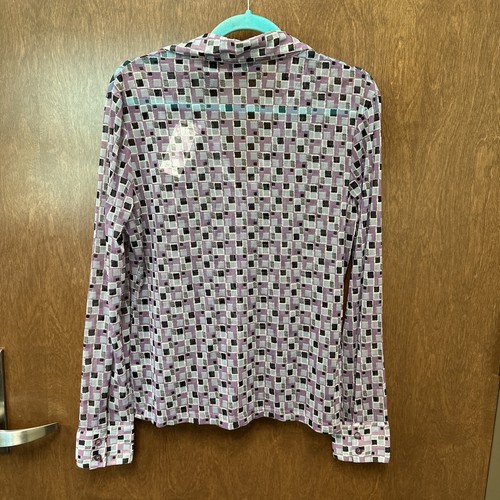 New York & Company Y2K Mesh Buttonup Blouse - Size L - NWT Sheer Groovy 90s - Picture 10 of 11