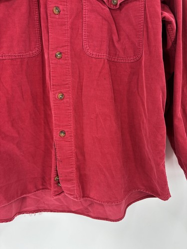 Camisa Canaria Vintage Abotonada Para Hombre Mediana Roja Pana Manga Larga Años 90 - Imagen 10 de 20