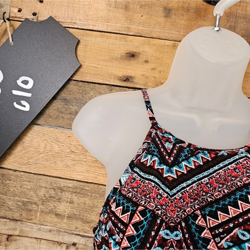 Rue21 Mujer Negro Paisley Boho Estampado Halter Top Con Flecos Talla S/M - Imagen 3 de 10