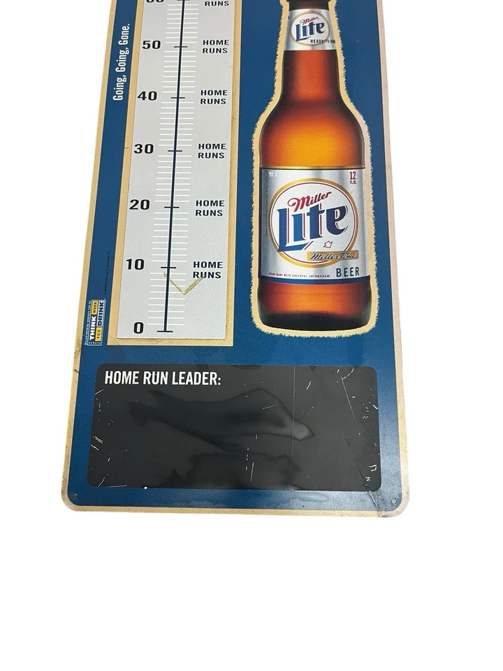 Vtg Large Miller Lite Beer Metal Sign San Francisco Giants Home Run 30"x 9 3/4 - Image 3 of 4