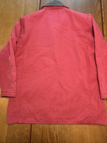 Abrigo de Colección Med Para Mujer Woolrich Rojo Tareas Chaqueta de Granero Manta Forrada Cuello de Cuero - Imagen 12 de 12