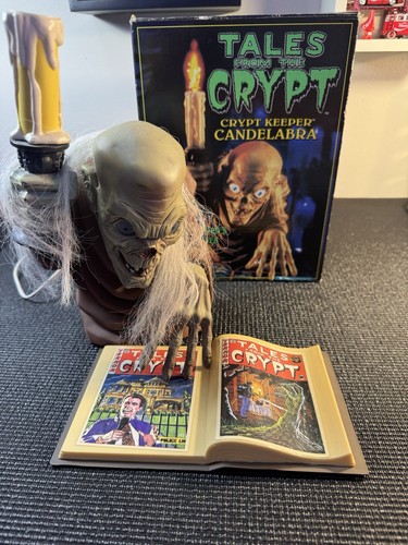 Vintage Tales From The Crypt Kandelaber Gruftwächter leuchtet mit Box Halloween FUNKTIONIERT
