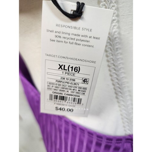 Shade & Shore Badeanzug Einteiler Damen Bandeau Cut Out Lila XL NEU ETIKETT - Bild 5 von 10