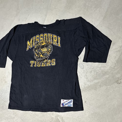 Vintage 1970/80s Champion Mizzou Missouri Tigers Black Shirt Men’s SZ XL USA - Bild 2 von 12