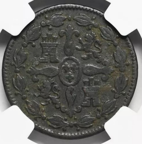 SPAIN 1773 King Charles III, 4M Maravedis Coin Carolus 1759-1788 AD, Rare NGC VF - Picture 3 of 5