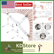Non Slip Bed Sheet Straps 4pcs, Corner Holders, Adjustable Fitted Sheet Clips