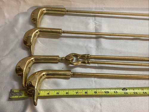 Chimenea con cabeza de pato mallardo de latón vintage 4 herramientas y soporte, GB7 - Imagen 5 de 13