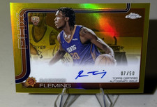 2025-26 Topps Chrome Basketball Rasheer Fleming Gold Refractor Auto Rookie 07/50
