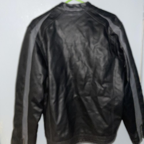 Chaqueta azul ancla para hombre pequeña negra imitación cuero motociclista cremallera completa ropa de calle - Imagen 6 de 8