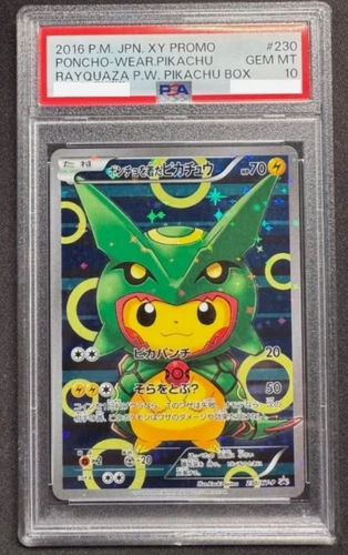 Pokemon Poncho-Wearing Pikachu Rayquaza Japanese Full Art Promo 230/XY-P PSA 10