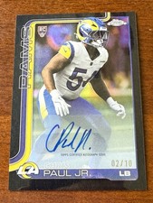 Chris Pooh Paul Jr 2025 Topps NFL Chrome Black Refractor Auto /10 RC Seahawks