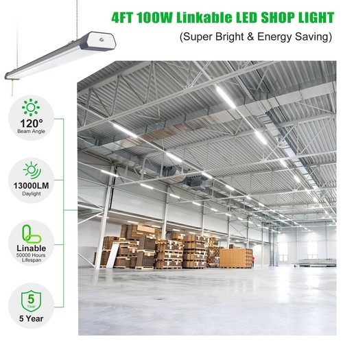 2P LED Shop Light Fixture 100Watt For Office Workshop Warehouse High Bay Ceiling - Picture 4 of 11