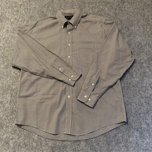 Brooks Brothers Shirt Mens L Brown White Ghingham Long Sleeve Button Down - Picture 1 of 14