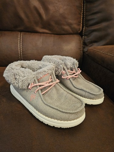 Mocasines sin cordones Hey Dude Britt Youth Boho forrados de piel sintética talla juvenil Y1 damas L2 - Imagen 3 de 15