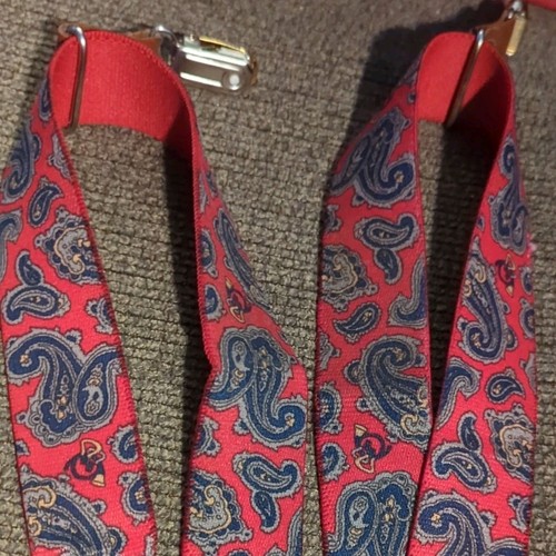 Pelican Red Paisley Men’s Suspenders Made In The USA - Picture 9 of 11
