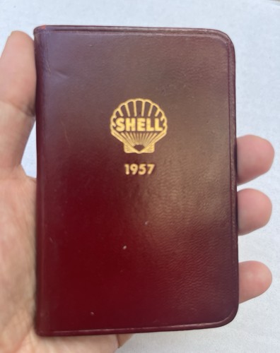 SHELL 1957 Leather Planner Calendar Pocket NoteBook Pad Vintage Memo Advertising - Imagen 2 de 14