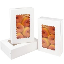 15 PCS 9x6x2.5 Inch White Cookie Box with Window Pastry Macaron Bakery Box
