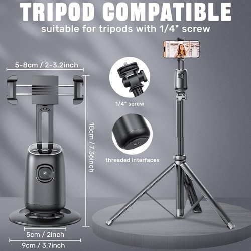 Auto Face Tracking Tripod,360°Rotation Tracking Phone Stand,Phone Camera Stan... - Picture 6 of 6