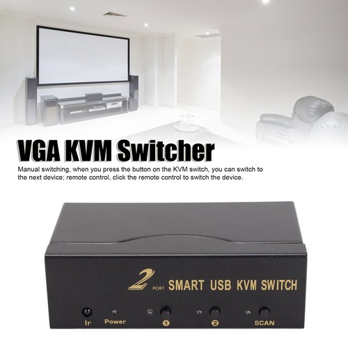 2 In 1 Out VGA KVM 4 USB Port Multi Computer Monitor Mouse Keyboard Vi FY - Afbeelding 3 van 32