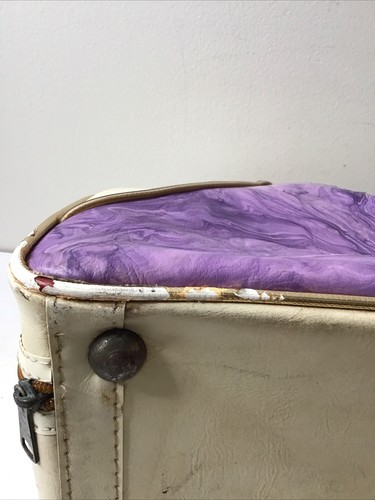 Vintage 1-Ball Bowling Bag Tan w/ Purple Marble Insert Metal Tray JC Penney - Picture 9 of 20