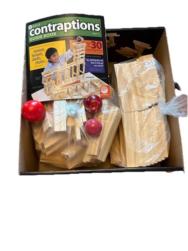 Complete KEVA Contraptions 200 STEM Building Set: Wood Pine Planks, Balls, Guide - Picture 5 of 5
