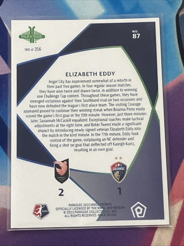 Parkside NWSL Pronto #87 2023 Elizabeth Eddy Angel City FC/356 velocidad de tweed - Imagen 2 de 2