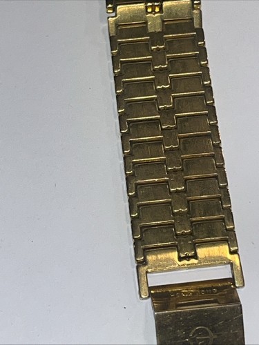 Vintage Elign Watch Mens 23mm Rectangle Gold Tone Diamond Needs Battery - Picture 7 of 7