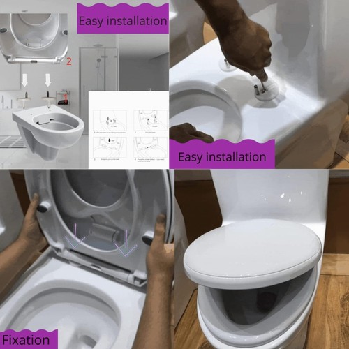 Soft Close Familien Toilettensitz Kinder Töpfchentraining Sitz Deckel Schnellverschluss Scharniere - Bild 5 von 5