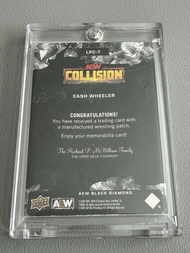 2024 AEW Upper Deck Black Diamond Cash Wheeler Event Logo Patch Collision - Picture 2 of 2