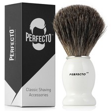 100 Pure Badger Shaving Brush-White Handle, Gift for Dad, Engineered for the...