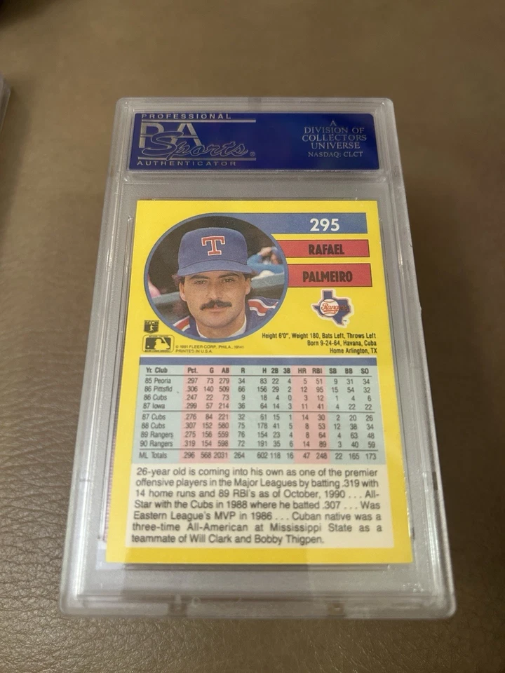 1991 Fleer Rafael Palmeiro # 1295 PSA/DNA Auto Autographed Signed Texas Rangers - Image 2 of 2