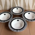 Marimekko Oiva Siirtolapuutarha Black x White Deep Plate 20cm 4 Set