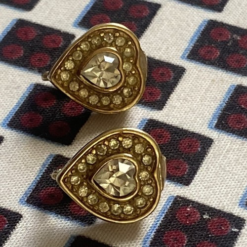 Christian Dior Heart Shaped Gold Tone Clip On Earrings Costume Jewellery Germany - Picture 14 of 19