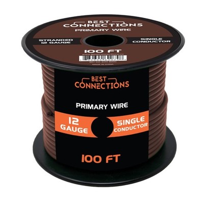 12 Gauge Car Audio Primary Wire (100ft Brown)  Remote, Power/Ground Electrical