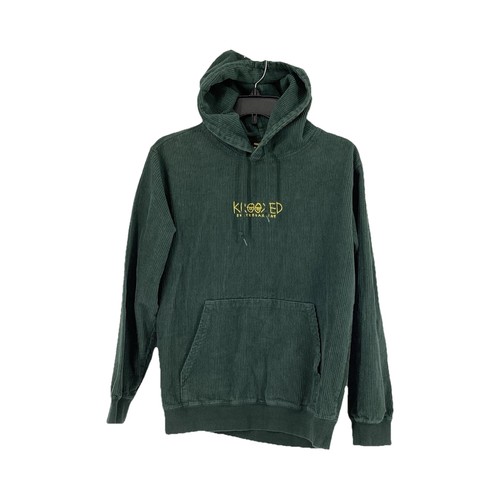 Krooked Corduroy Hoodie Green Pullover Teens S Skateboarding Embroidered Pockets