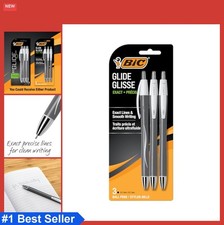 Ballpoint Pens 0.7mm Fine Point Black Retractable 3 Count Rubber Grip