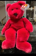 Ty Large Plush Beanie Buddy TEDDY the Cranberry Bear 14 Inch MWMT Stuffed Toy