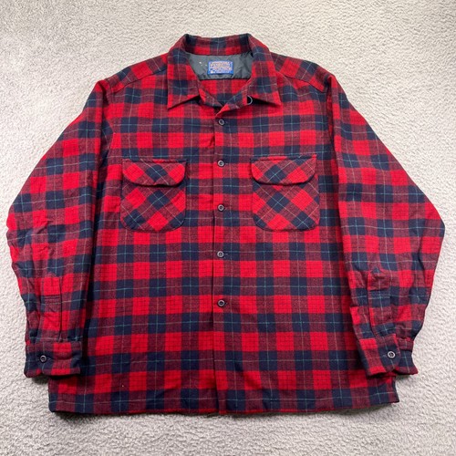 Camisa De Colección Pendleton Board Hombres XL Lana Robinson Tartán Cuadros Cuello Lazo Franela - Imagen 1 de 10