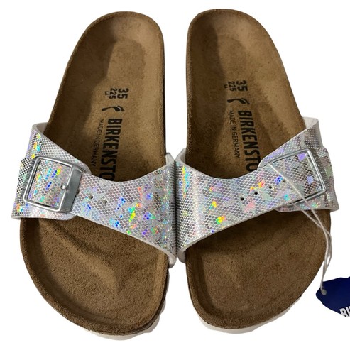 Birkenstock Madrid BS Women Girls Sandal Hologram Silver Slide Buckle EU 35 US 4 - Picture 6 of 11