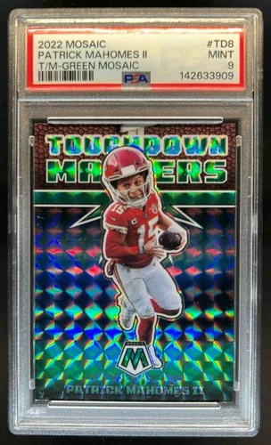 2022 Panini Mosaic Patrick Mahomes II Touchdown Masters Mosaic Green #TD-8 PSA 9