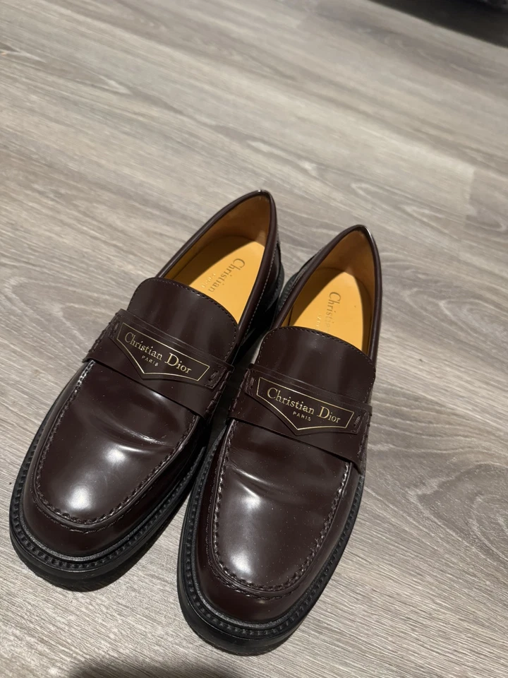 $1120 DIOR BOY матовые кожаные мокасины туфли в бордовый размер 36,5/6,5 США - Изображение 3 из 4