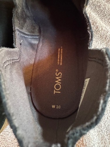 TOMS Women's Kallie Cutout Black Suede Booties Boot sz 10 Wedge Heel Ankle EUC - Picture 4 of 9