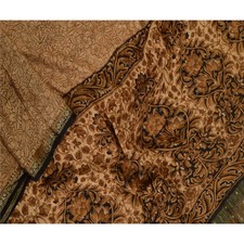 Sanskriti Vintage Brown Long Dupatta Stole 100 Pure Silk Woven Zari Scarves